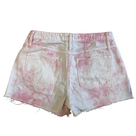 Pink and White high rise Acid Wash Cut-Off Jean Shorts,Distressed Size 9 - Picture 2 of 6